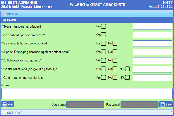 Example image NATSSIPS safety checklists "pause" page
